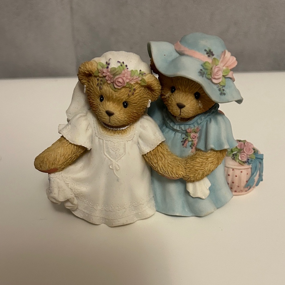 New Cherished Teddies Charming Bear Figurine Duo in White and Blue DestinyandKay